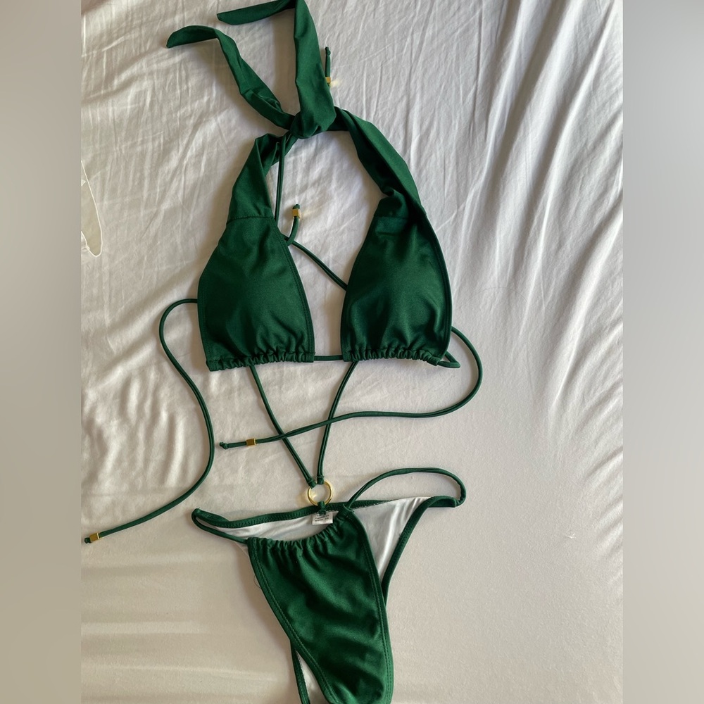 Green O-Ring Wrap Around String Bikini - image 1